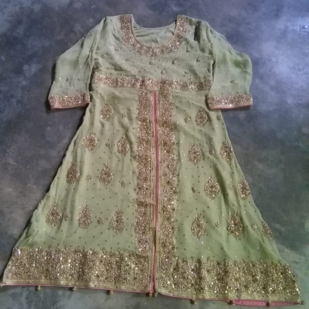 Green and Pink Lengha